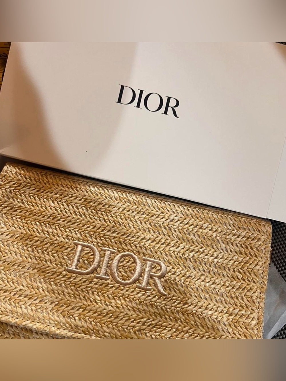 NIB Dior Beauty GWP Woven Trousse Pouch in Natural Gold
